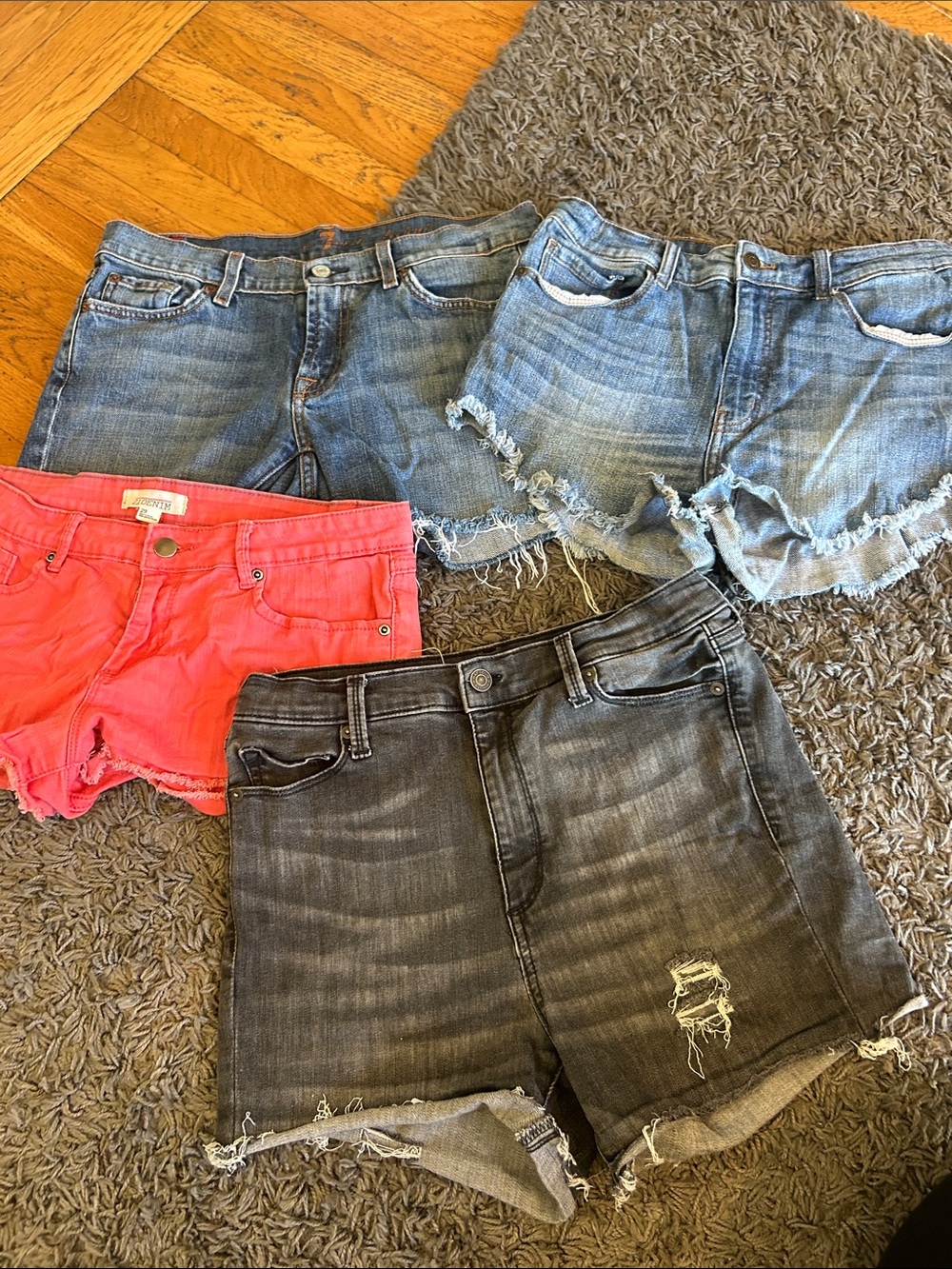 Bundle of Women’s Denim Shorts - Black, Coral, Light Blue - Picture 2 of 9